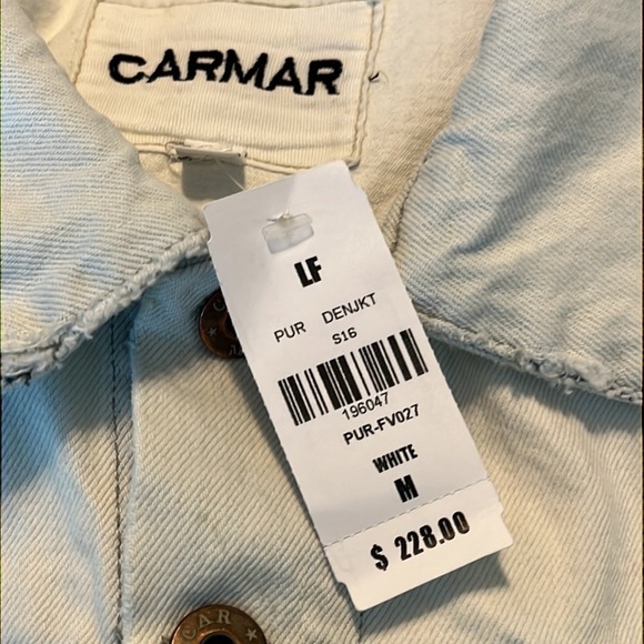 CARMAR destroyed cropped Jean Jacket, tagged M fits like XS - Picture 9 of 11